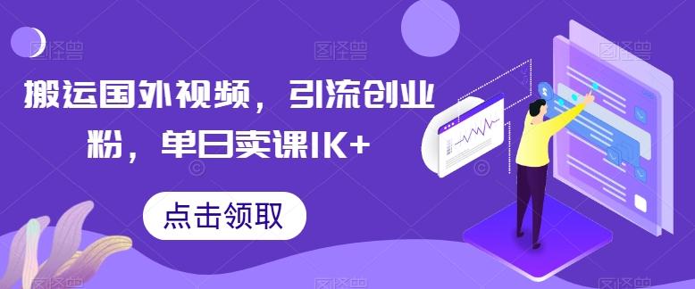 搬运国外视频，引流创业粉，单日卖课1K+【揭秘】 - 小毅网创-小毅网创