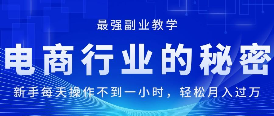 电商行业的秘密，新手每天操作不到一小时，月入过万轻轻松松，最强副业... - 小毅网创-小毅网创