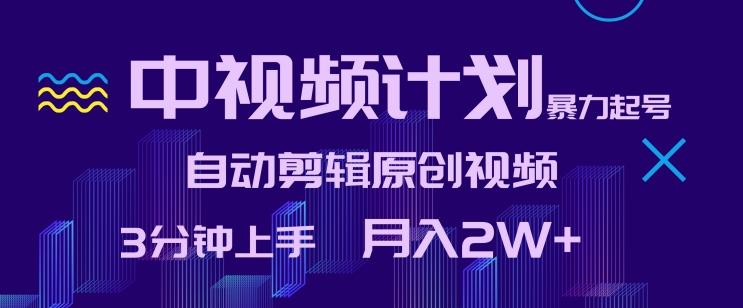中视频计划暴力起号，自动剪辑原创视频，3分钟上手，月入2W+【揭秘】 - 小毅网创-小毅网创