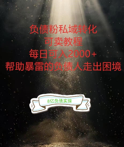 负债粉掘金计划，帮助负债者解决问题，债务规划，债务重组，最好的变现方式【揭秘】 - 小毅网创-小毅网创