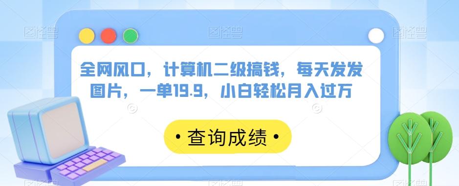 全网风口，计算机二级搞钱，每天发发图片，一单19.9，小白轻松月入过万【揭秘】 - 小毅网创-小毅网创