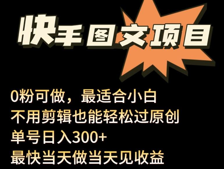 24年最新快手图文带货项目，零粉可做，不用剪辑轻松过原创单号轻松日入300+【揭秘】 - 小毅网创-小毅网创