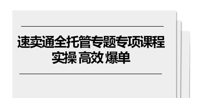 速卖通 全托管专题专项课程，实操 高效 爆单(11节课 - 小毅网创-小毅网创