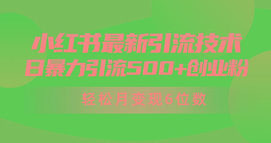 (9871期)日引500+月变现六位数24年最新小红书暴力引流兼职粉教程 - 小毅网创-小毅网创