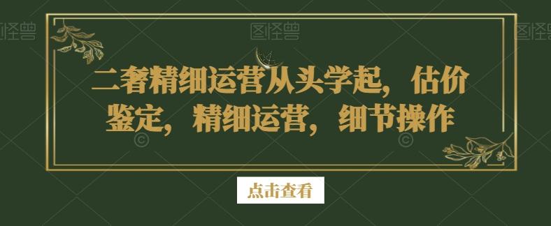 二奢精细运营从头学起，估价鉴定，精细运营，细节操作 - 小毅网创-小毅网创