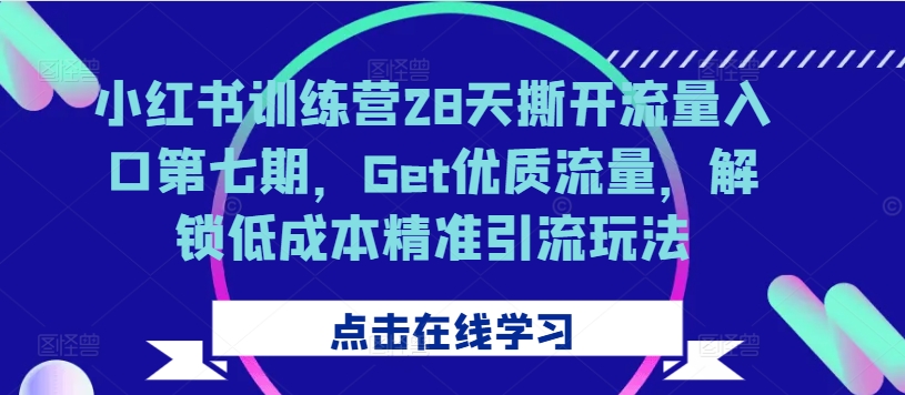 小红书训练营28天撕开流量入口第七期，Get优质流量，解锁低成本精准引流玩法 - 小毅网创-小毅网创