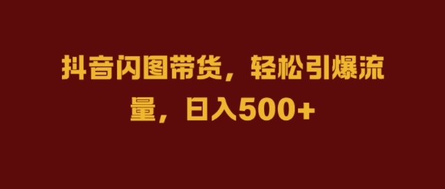 抖音闪图带货，轻松引爆流量，日入几张【揭秘】 - 小毅网创-小毅网创