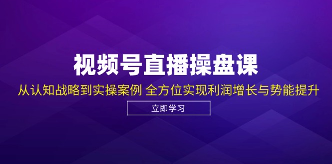 视频号直播操盘课，从认知战略到实操案例 全方位实现利润增长与势能提升 - 小毅网创-小毅网创