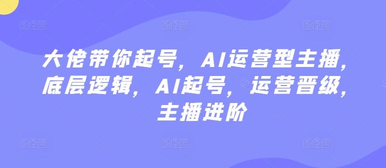 大佬带你起号，AI运营型主播，底层逻辑，AI起号，运营晋级，主播进阶 - 小毅网创-小毅网创