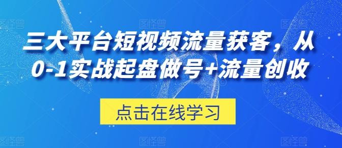 三大平台短视频流量获客，从0-1实战起盘做号+流量创收 - 小毅网创-小毅网创