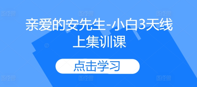 亲爱的安先生-小白3天线上集训课 - 小毅网创-小毅网创
