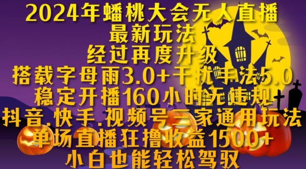 2024年蟠桃大会无人直播最新玩法，稳定开播160小时无违规，抖音、快手、视频号三家通用玩法【揭秘】 - 小毅网创-小毅网创