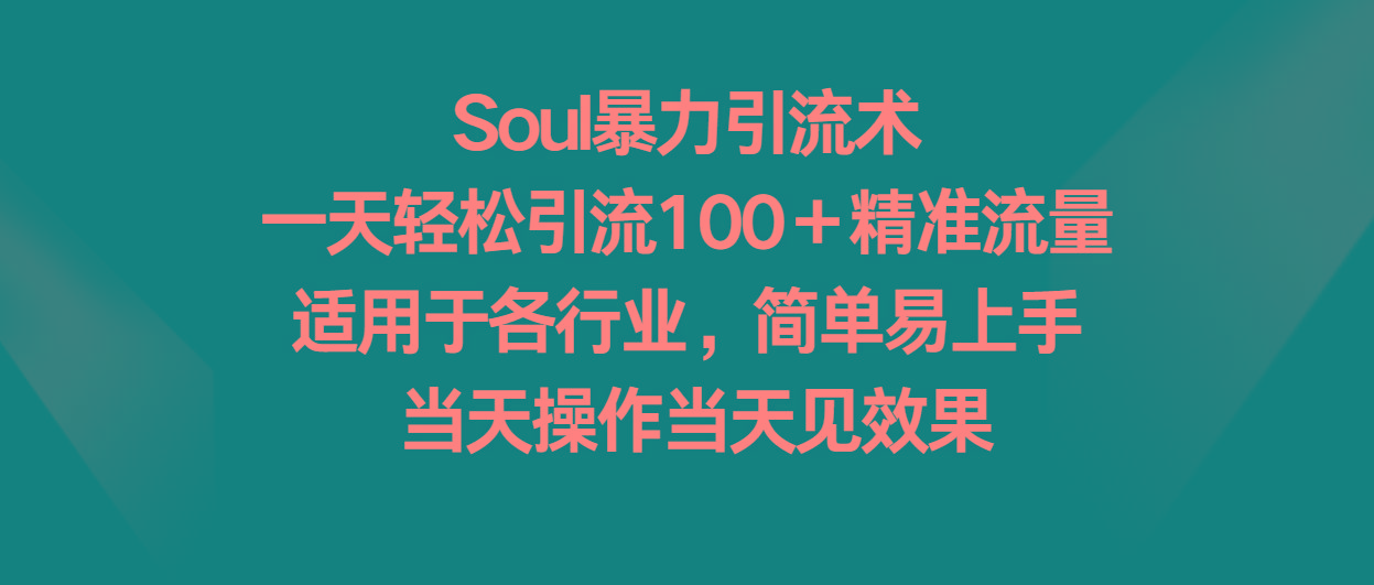 Soul暴力引流术，一天轻松引流100＋精准流量，适用于各行业，简单易上手！ - 小毅网创-小毅网创