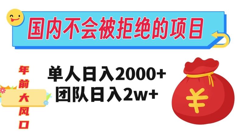 在国内不怕被拒绝的项目，单人日入2000，团队日入20000+【揭秘】 - 小毅网创-小毅网创