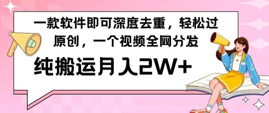 一款软件深度去重，轻松过原创，一个视频全网分发，纯搬运月入2W+ - 小毅网创-小毅网创