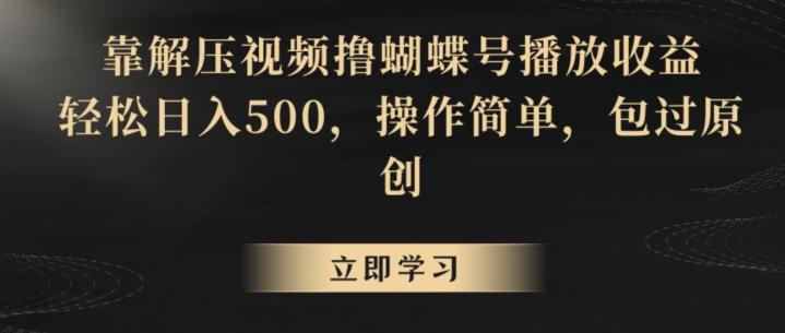 靠解压视频撸蝴蝶号播放收益，轻松日入500，操作简单，包过原创【揭秘】 - 小毅网创-小毅网创