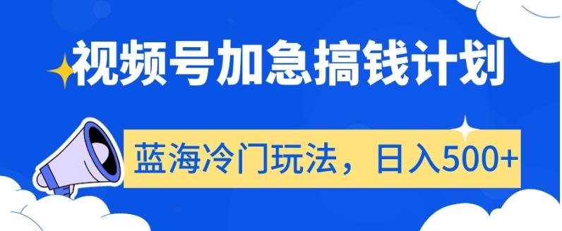 视频号加急搞钱计划，蓝海冷门玩法，日入500+【揭秘】 - 小毅网创-小毅网创