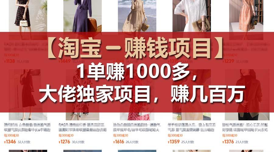 【淘宝赚钱项目】1单可赚1000多，大佬独家项目，年赚几百万 - 小毅网创-小毅网创