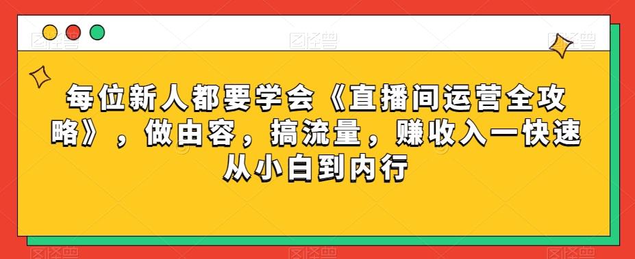 每位新人都要学会《直播间运营全攻略》，做由容，搞流量，赚收入一快速从小白到内行 - 小毅网创-小毅网创