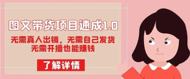 图文带货项目速成1.0：无需真人出镜，无需自己发货，无需开播也能赚钱！ - 小毅网创-小毅网创