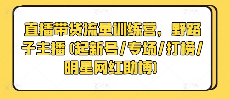 直播带货流量训练营，野路子主播(起新号/专场/打榜/明星网红助博) - 小毅网创-小毅网创