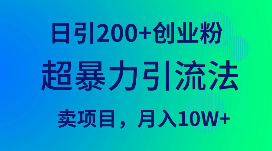 (9654期)超暴力引流法，日引200+创业粉，卖项目月入10W+ - 小毅网创-小毅网创