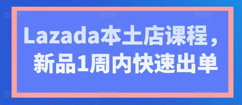 Lazada本土店课程，新品1周内快速出单 - 小毅网创-小毅网创