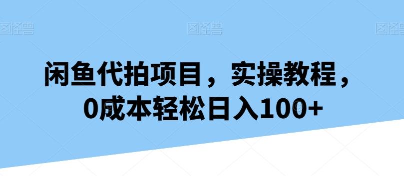 闲鱼代拍项目，实操教程，0成本轻松日入100+ - 小毅网创-小毅网创