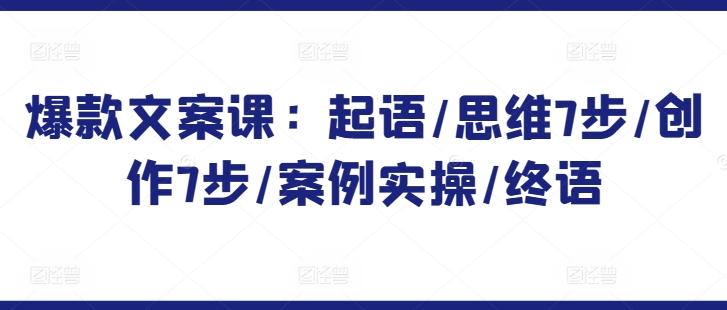爆款文案课：起语/思维7步/创作7步/案例实操/终语 - 小毅网创-小毅网创