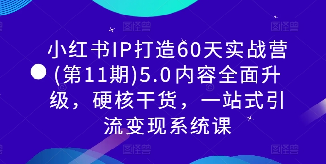 小红书IP打造60天实战营(第11期)5.0​内容全面升级，硬核干货，一站式引流变现系统课 - 小毅网创-小毅网创