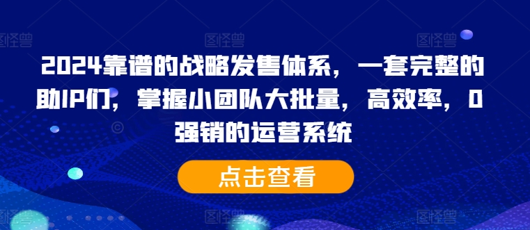 2024靠谱的战略发售体系，一套完整的助IP们，掌握小团队大批量，高效率，0 强销的运营系统 - 小毅网创-小毅网创
