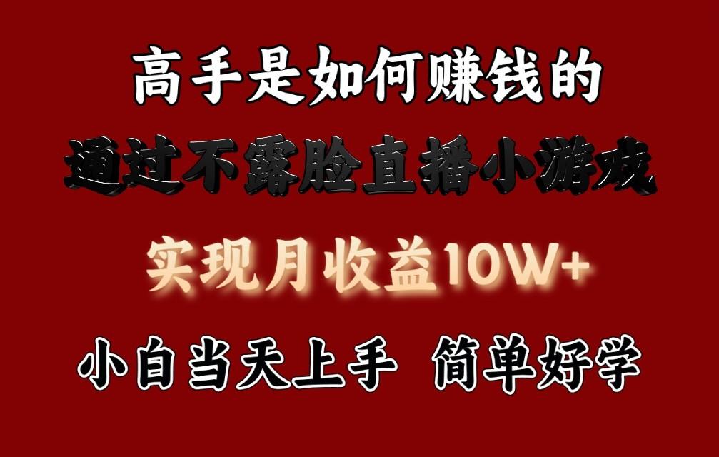 每天收益3800+，来看高手是怎么赚钱的，新玩法不露脸直播小游戏，小白当天上手 - 小毅网创-小毅网创