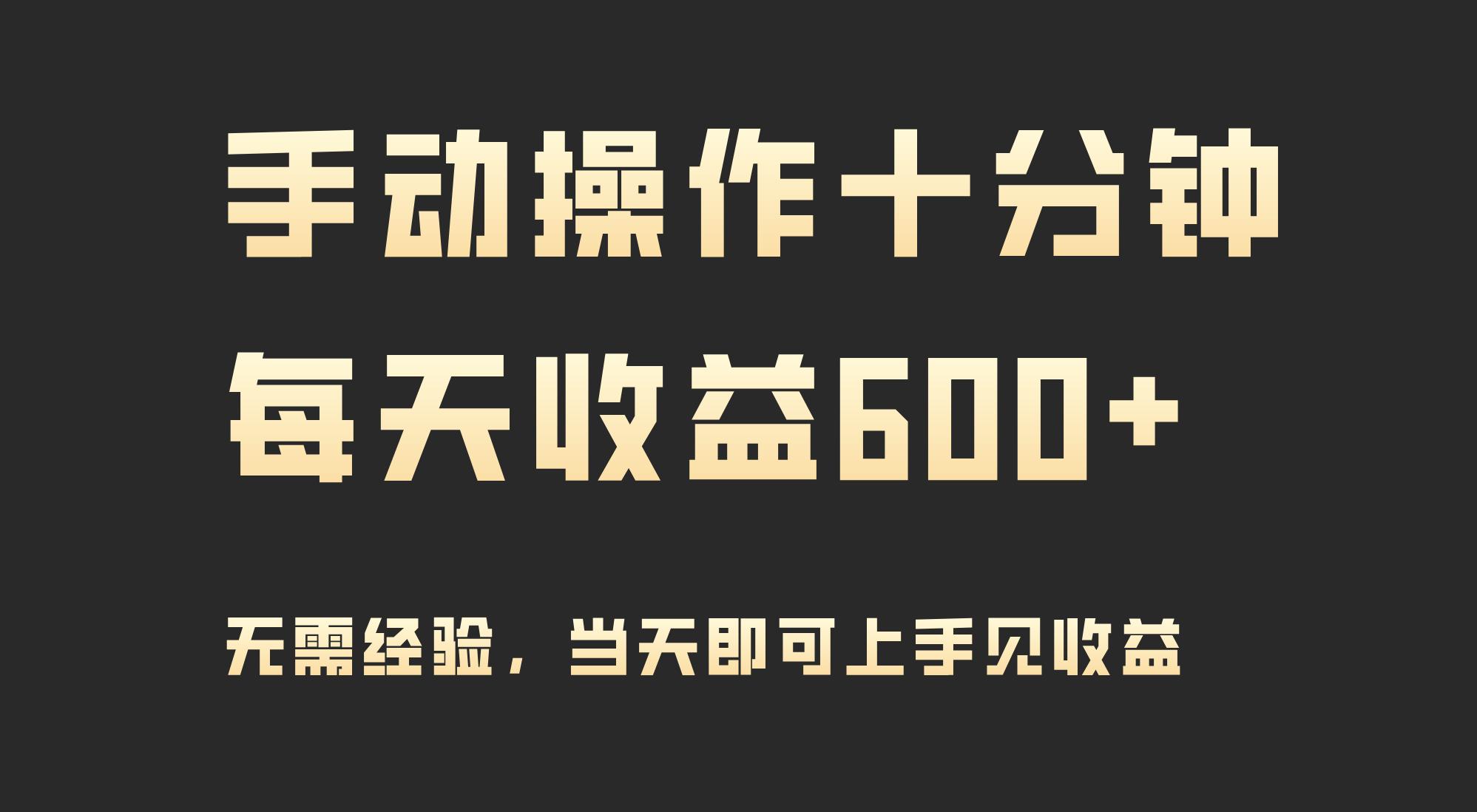(9324期)手动操作十分钟，每天收益600+，当天实操当天见收益 - 小毅网创-小毅网创