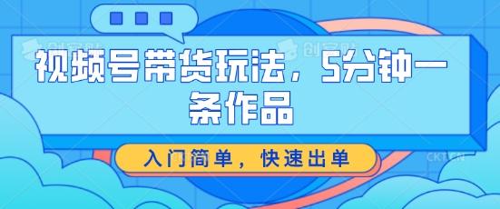 视频号带货玩法，5分钟一条作品，入门简单，快速出单【揭秘】 - 小毅网创-小毅网创