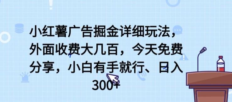 小红薯广告掘金详细玩法，外面收费大几百，小白有手就行，日入300+【揭秘】 - 小毅网创-小毅网创