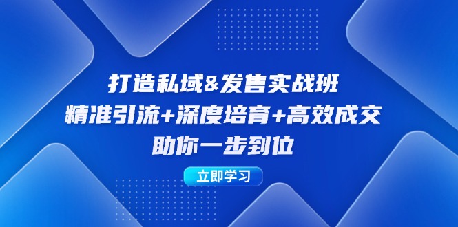 打造私域&发售实操班：精准引流+深度培育+高效成交，助你一步到位 - 小毅网创-小毅网创