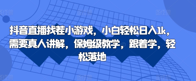 抖音直播找茬小游戏，小白轻松日入1k，需要真人讲解，保姆级教学，跟着学，轻松落地【揭秘】 - 小毅网创-小毅网创