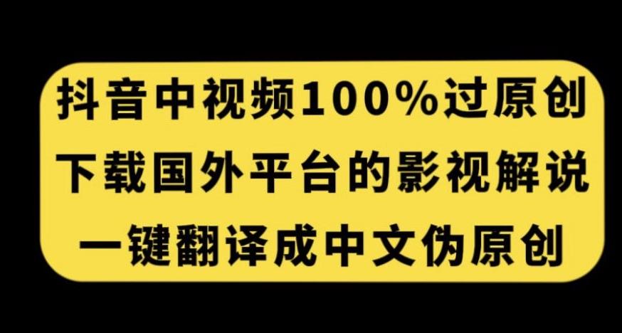 抖音中视频百分百过原创，下载国外平台的电影解说，一键翻译成中文获取收益 - 小毅网创-小毅网创