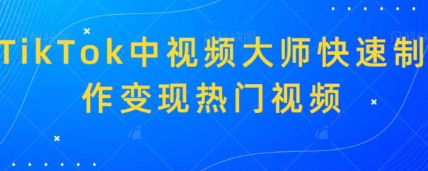 TikTok中视频大师快速制作变现热门视频 - 小毅网创-小毅网创