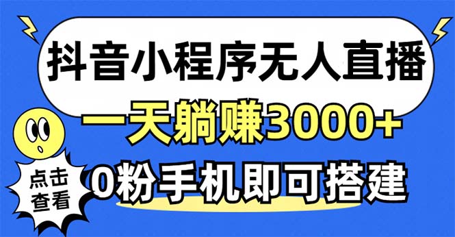抖音小程序无人直播，一天躺赚3000+，0粉手机可搭建，不违规不限流，小... - 小毅网创-小毅网创