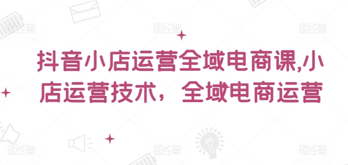 抖音小店运营全域电商课，​小店运营技术，全域电商运营 - 小毅网创-小毅网创