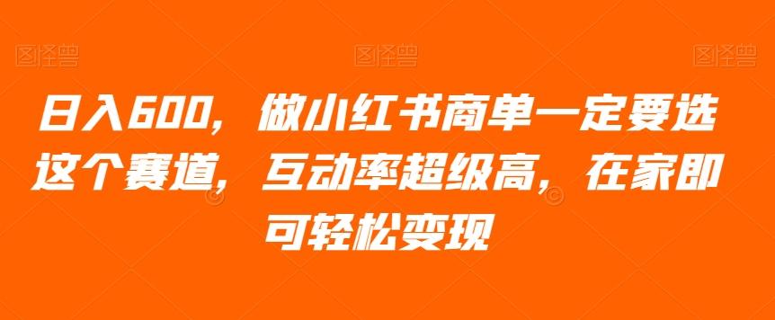 日入600，做小红书商单一定要选这个赛道，互动率超级高，在家即可轻松变现 - 小毅网创-小毅网创