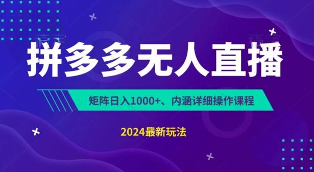 拼多多无人直播不封号，0投入，3天必起，无脑挂机，日入1k+【揭秘】 - 小毅网创-小毅网创