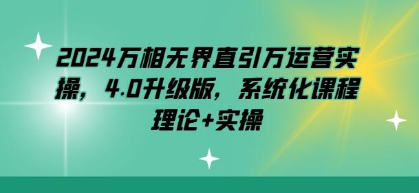 2024万相无界直引万运营实操，4.0升级版，系统化课程 理论+实操 - 小毅网创-小毅网创