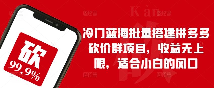 冷门蓝海批量搭建拼多多砍价群项目，收益无上限，适合小白的风口【揭秘】 - 小毅网创-小毅网创
