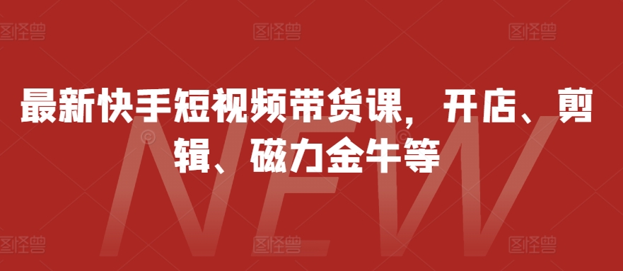 最新快手短视频带货课，开店、剪辑、磁力金牛等 - 小毅网创-小毅网创