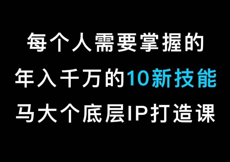 马大个的IP底层逻辑课，​每个人需要掌握的年入千万的10新技能，约会底层IP打造方法！ - 小毅网创-小毅网创