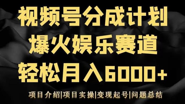 视频号创作分成计划之娱乐赛道轻松日入500+ - 小毅网创-小毅网创