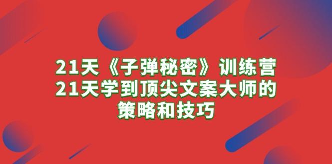 21天《子弹秘密》训练营，21天学到顶尖文案大师的策略和技巧 - 小毅网创-小毅网创