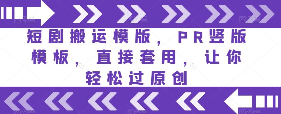 短剧搬运模版，PR竖版模板，直接套用，让你轻松过原创 - 小毅网创-小毅网创